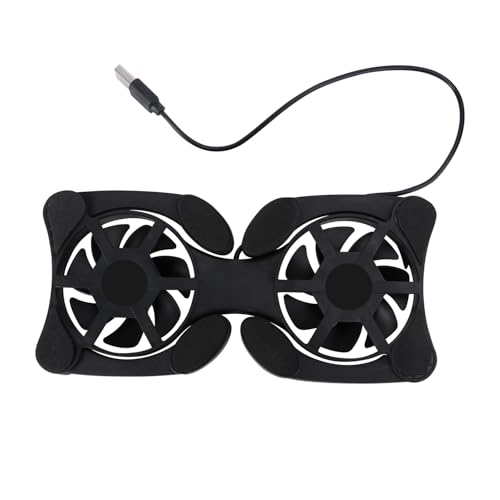 Kisangel Portable Foldable Laptop Cooler and USB Cooling Stand with Dual Fans for Notebook Computers, Black, Suitable for Gaming and Office Use