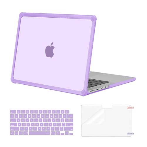 MOSISO Compatible with MacBook Pro 14 inch Case M5 M4 M3 M2 M1 2026-2021 | 3 in 1 Kit Anti-Crack Hard Shell with TPU Bumper, A3427 A3426 A3434 A3112 A3185 A3401 A2918 A2992 A2779 A2442, Purple - color: Purple