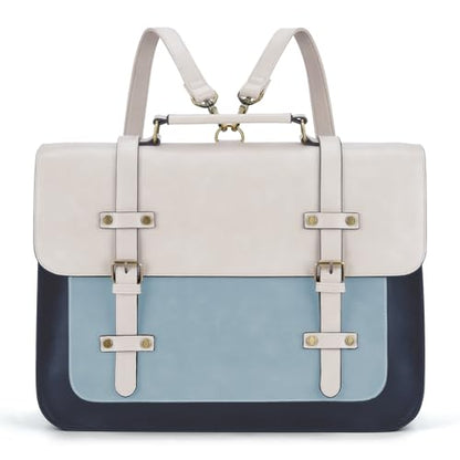 ECOSUSI Laptop Bag for Women Vegan Leather Messenger Bag Fashion Briefcase Computer Satchel Bag - color: Light Blue