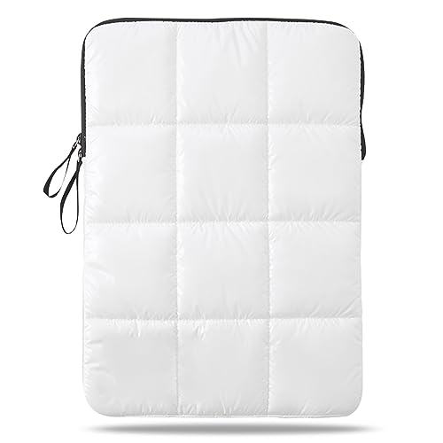 Puffy Laptop Sleeve 12 Inch White, Waterproof Carrying Case Bag for Women, Fluffy Computer iPad Pro 11 Case, Compatible with 10.9" iPad 10, 10.2" iPad 7 8 9, 10.5" - color: White, size: 12-inch