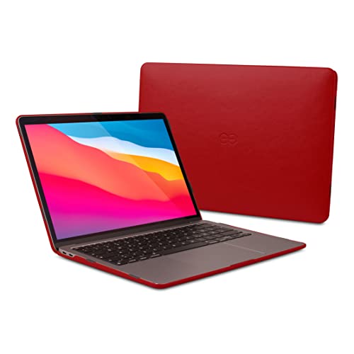 Dreem Euclid MacBook Air Case - 13-Inch Hard Laptop Cover for MacBook Air 2020–2018 (Retina, M1, M2, M3, M4), Luxurious Vegan Leather, Protective Top & Bottom Shells, USB Port Slots [Red] - color: Red, size: MacBook Air 13" 2020-18