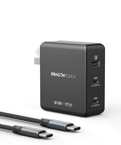 130W USB C Charger Block, 3-in-1 GaN Charger with 100W Type C Cable, Supports 65W x2, Fast Charging Station for iPhone 17/16/15/14 Pro Max, iPad, MacBook Pro/Air, Dell XPS, Laptops, Tablets and More