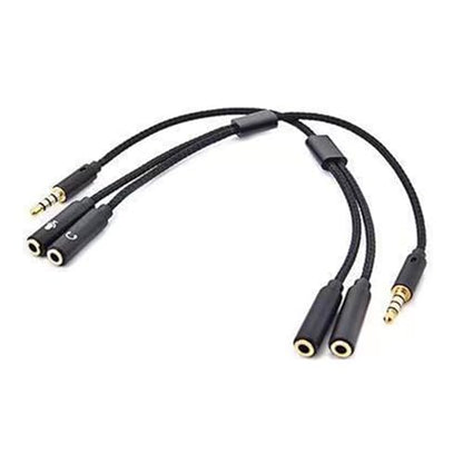 3.5mm Sound Adapter Y Splitter 3.5mm Cable Headsets 2 Female To 1 Male For Laptop Phone Earphone Headphone Microphone - color: Grey