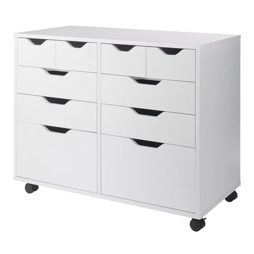 Winsome Halifax Tall Mobile Storage Cabinet, White, 2 Door 4 Drawer | Stylish & Functional Home Storage Cabinet for Filing, Kitchen Organization, Moveable Furniture for Office, Apartments - color: White, style: 2 Doors, 4 Drawers, 4 Small Bins