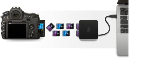 OWC Atlas Dual SD Card Reader with USB-C 10Gb/s | Simultaeously access two SDXC UHS-II cards at full speed - Built-in cable with storage - USB-C port for longer cable use - size: Dual SD