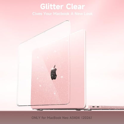 Case Compatible with MacBook Neo 13 inch Laptop 2026 (Model A3404), Scratch Resistant Protective Hard Shell Cover, Glitter Blush - color: Glitter Blush