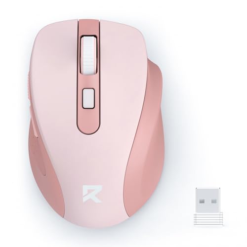 Redragon Wireless Mouse for Laptop, Bluetooth Mouse (BT5.0/3.0&2.4G) with 5 Level 4000DPI, Silent Cordless Computer Mice 6 Buttons,18 Months Battery,Compatible with PC, Laptop, Desktop-Pink - color: Pink