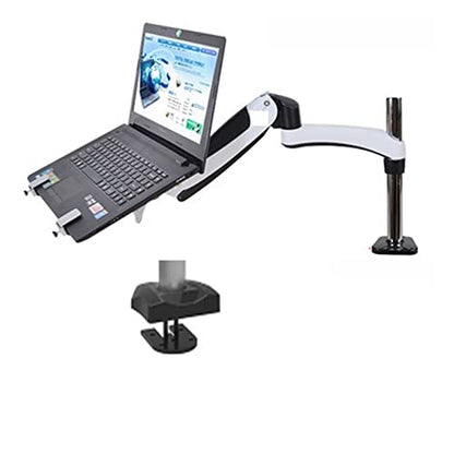DL-GM112-LP1 Full Motion Aluminum Air Press Gas Spring Dual Arm Laptop Desktop Mount Swivel Grommet Hole Clamp Notebook Tray(Grommet Base) - color: Grommet Base