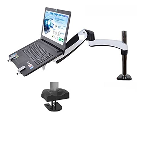 DL-GM112-LP1 Full Motion Aluminum Air Press Gas Spring Dual Arm Laptop Desktop Mount Swivel Grommet Hole Clamp Notebook Tray(Grommet Base) - color: Grommet Base
