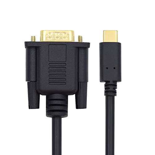 CY Type-C Video Cable USB 3.1 USB-C to VGA RGB Support 1080p 60hz Cable 1.8m for Monitor Laptop HDTV - color: Black USBC to VGA 1080P