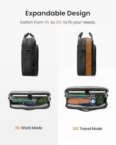 tomtoc A33 Laptop Briefcase Shoulder Bag for 15.6-16.2 Inch Laptop, Slim design with expandable large capacity for Accessory & Document Storage, Water-Resistant & Durable Recycled Fabric - size: Fits 16" laptop (Expandable)
