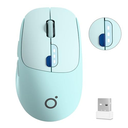 SEUNKWANG Dual-Mode Wireless Mouse with Visible Battery Indicator, Silent Rechargeable Bluetooth & 2.4G Computer Mouse, 1600 DPI, One-Click Desktop Privacy Key, Portable Mice for Laptop/PC/Mac - Blue - color: Blue
