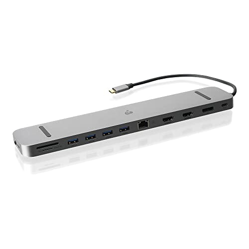 IOGEAR USB-C Triple Display Dock Station - 4K 60Hz - 2 HDMI - 1 DisplayPort - 4 USB 3.0 - Ethernet - 3.5mm Audio - USB-C 100W PD - MacBook Pro/Air Thunderbolt 3 - Type C Laptop - GUD3C4K3