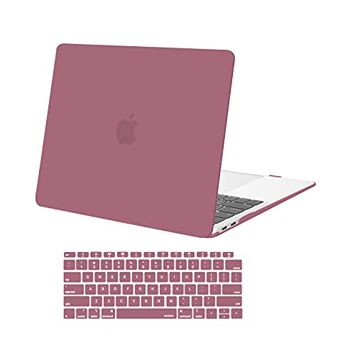 MOSISO Compatible with MacBook Air 13 inch Case M1 2021 2020 2019 2018 Release A2337 A2179 A1932 Touch ID, Plastic Hard Shell Cover&Keyboard Cover for MacBook Air 13.3 inch Case M1, Tea Petal Pink - color: Tea Petal Pink