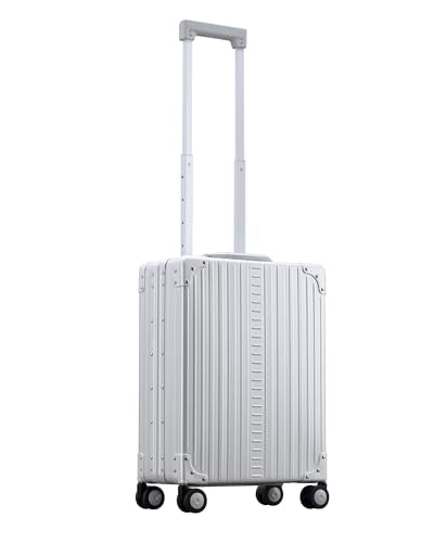 All-Aluminum 21" Vertical Carry-On Business Briefcase, TSA-Approved Hardshell Case, Spinner Wheels, Laptop Compartment, Aluminum Frame Cabin Bag for Travel & Business, Durable & Sleek (Platinum) - color: Platinum