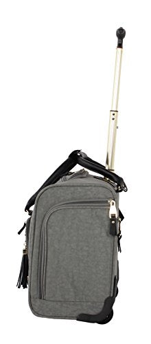 Steve Madden Designer 15 Inch Carry On - Weekender Overnight Business Travel Luggage - Lightweight 2- Spinner Wheels Suitcase - Under Seat Rolling Bag for Women, Peek-a-boo Grey, 15.0 x 14.0 9.0 - color: Peek-a-boo Grey