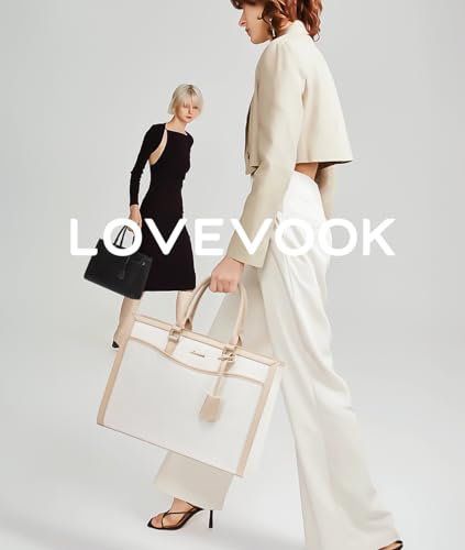LOVEVOOK Laptop Tote Bag for Women, 15.6 inch Lightweight Canvas Office Work Bag Briefcase, Large Capacity Teacher Computer Bag Handbag for Travel Business,2pcs Set Canvas/Apricot | PU Leather Business Briefcase Teacher Travel College Bag Handbag fit for
