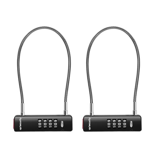 Cable Lock with Code, 4 Digit Combination Locks for Outdoor Fence Gate, Travel Luggage, Combo Padlock Wire U Locks for Cabinet, Kids Bike, Scooter (11.8"(30cm) Cable, Black+Black) - color: Black+Black, size: 11.8"(30cm) Cable