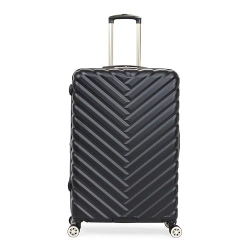 Kenneth Cole REACTION Madison Square Lightweight Hardside Chevron Expandable Spinner Luggage, Black, 24-Inch Checked - color: Black, size: 24-Inch Checked