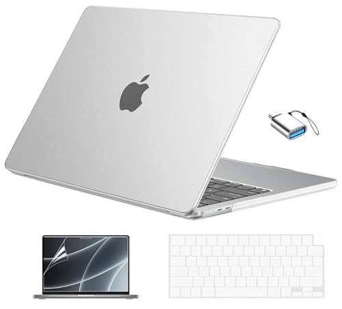 EooCoo for MacBook Air 13 inch Case M5/M4/M3/M2 2026-2022, Matte Clear | Scratch Resistant, Fit for Air 13.6", Hard Shell, Keyboard Cover, Screen Film & Type-C Included, A3449/A3240/A3113/A2681 - color: Original Clear