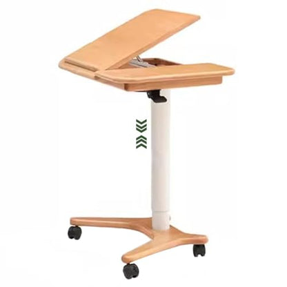 Sit Stand Hospital Workstation, Height Adjustment Stand Up Desk, Flipped Mobile Podium, Sofa Side Table with Rollers(Natural) - color: Natural