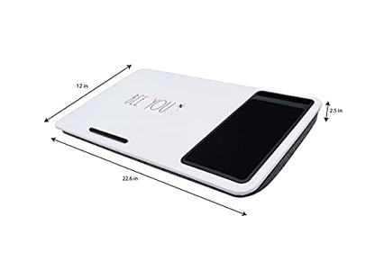 Rae Dunn Lap Desk - Laptop Pillow Lap Desk - Portable Work Table with Cushion for Bed, Couch, Car - Use for Writing, Reading, Eating and Computer Use - Suitable for Kids and Adults - size: 17.5” x 13.5” x 2.5” (dual cushion, mouse pad)