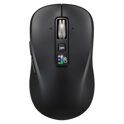 Wireless Bluetooth Mouse, 3-Device Multi-Mode (USB + 2 Bluetooth), 4-Way Metal Scroll Wheel, Adjustable DPI, Silent Click, Long Battery Life, Ergonomic Mouse for Laptop, PC, Mac, iPad (Black, 9) - color: Black