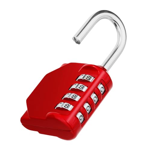 ZHEGE Combination Lock, 4 Digit Outdoor Combination Padlock for Gym (Red) | Padlock for School, Gates, Doors, Hasps and Storage - color: 1P, Red, size: 1P