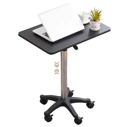 Adjustable Height Standing Desk, School Speech Lifting Stand Up Desk, Portable Swivel Mobile Laptop Table, Sofa Side Table with Brake Rollers(Black) - color: Black