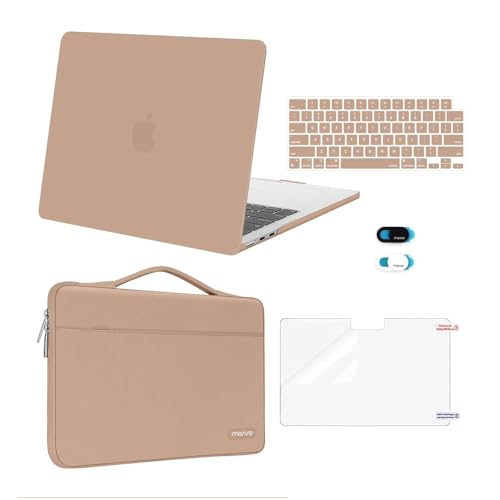 MOSISO Compatible with MacBook Air 13 inch Case M5 2026 M4 2025 M3 M2 2024-2022 A3449 A3240 A3113 A2681,Hard Shell&Sleeve Bag&Keyboard Skin&Webcam Cover&ScreenFilm for MacBook Air 13.6, Bronze Brown - color: Bronze Brown