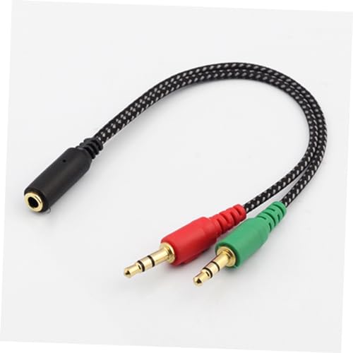 Mikikit Female to Male Headset Splitter Cable Adapter for Audio Dual Ports for Headphones and Microphone Stereo Audio Adapter for Laptops and Mobile Devices