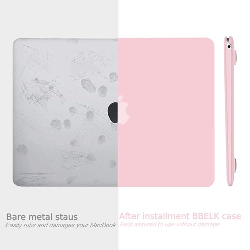 B BELK Compatible with MacBook Air 13 inch Case 2022 2021 2020 2019 2018 Release A2337 M1 A2179 A1932 with Touch ID, Plastic Laptop Hard Shell Case + Keyboard Cover + Screen Protector, Rose Quartz | A2337 A2179 A1932, Matte Plastic Hard Shell for MacBook