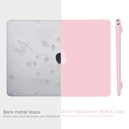 B BELK Compatible with MacBook Air 13 inch Case 2022 2021 2020 2019 2018 Release A2337 M1 A2179 A1932 with Touch ID, Plastic Laptop Hard Shell Case + Keyboard Cover + Screen Protector, Rose Quartz | A2337 A2179 A1932, Matte Plastic Hard Shell for MacBook