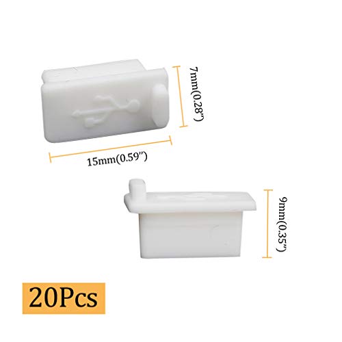 Yoohey Silicone USB A Type Female Anti Dust Cover Plug, White, 20PCS | Protector Stopper Cover
