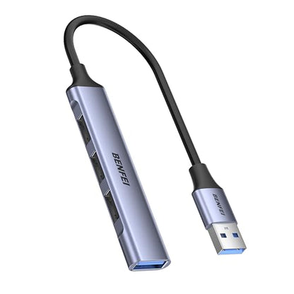 BENFEI 4-Port USB Hub: 1x 10Gbps USB 3.2 + 3X USB 2.0- for Mouse, Keyboard, Flash Drive, Printer - Compatible with Laptop, PC, Xbox, PS5