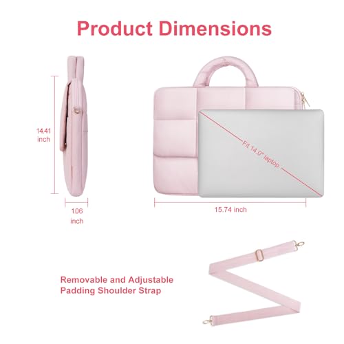 MOSISO Laptop Bag for Women, Computer Bags | Puffy Laptop Sleeve Bag with Trolley Sleeve