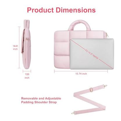 MOSISO Laptop Bag for Women, Computer Bags | Puffy Laptop Sleeve Bag with Trolley Sleeve