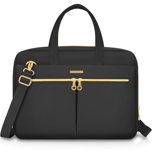 Ferkurn Laptop Bag Case Women Men Computer Bag Compatible with MacBook/HP/LG/Dell, Shoulder Strap Slim Carrying Messenger Briefcase, Black, 14 Inch - color: Black, size: 14 inch
