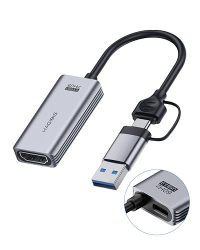 Hagibis USB3.0 Video Capture Card with 100W PD HDMI to USB/USB C 1080P HD 60fps Live and Record Video Audio Game MS2130 for Quest 3 2 Pro VR Switch2 PS4/5 Live Broadcast, Gaming, Streaming (UHC07P)