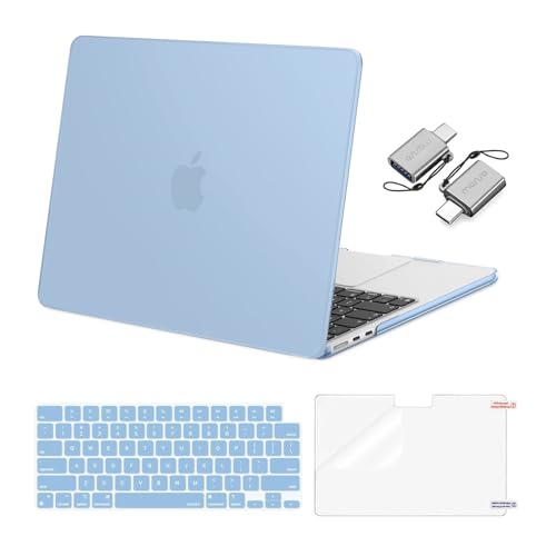 MOSISO Compatible with MacBook Air 13 inch Case M5 2026 M4 2025 M3 M2 2024-2022 A3449 A3240 A3113 A2681, Hard Shell&Keyboard Cover&Screen Film&Type C for MacBook Air 13.6 inch Case, Air Blue - color: Air Blue