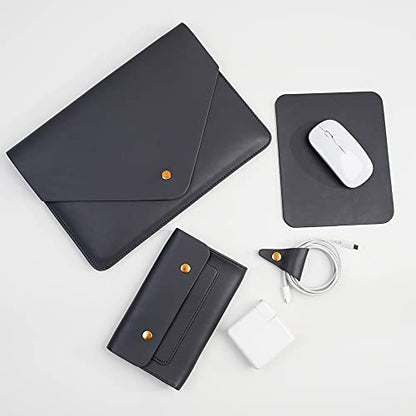 PU Leather Laptop Sleeve Compatible with New 14 inch MacBook Pro A2992 A2918 A2442,Old MacBook Pro Air 13, Surface Laptop 13.5, Thinkpad X1 Carbon 14 Set of 4PCS Color Dark Grey - color: Dark Grey, size: 14Inch Laptop