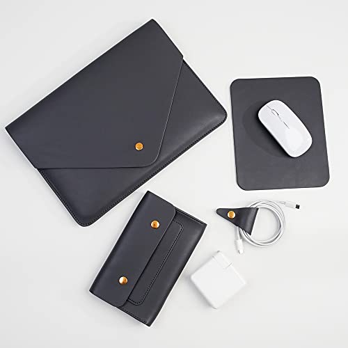 Laptop Sleeve 15 Inch Compatible with New MacBook Pro 15, New MacBook Pro 16 A2991, Surface Book 15, Dell XPS 15 with Small Pouch, Mouse Pad and Cord Organizer, Color Dark Grey - color: Dark Grey, size: 15Inch Laptop
