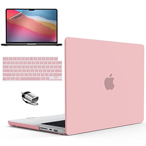 IBENZER Case for MacBook Pro 14 Inch 2026 2025 2024 2023 2022 M5 M4 M3 M2 M1 A3434 A3112 A3185 A3401 A2918 A2992 A2779 A2442 Pro/Max,Hardshell& KeyboardCover & ScreenFilm&Type-C,RoseQuartz,T14RQ+2TC - color: Rose Quartz