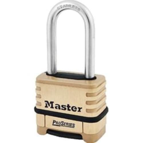 Master Lock ProSeries Combination Padlock Commercial Grade Lock 1175LHSS | Heavy Duty Resettable Combination Padlock For Construction Sites, Gates, Tools, Storage, Fences, 2-1/4-inch Wide Brass Lock