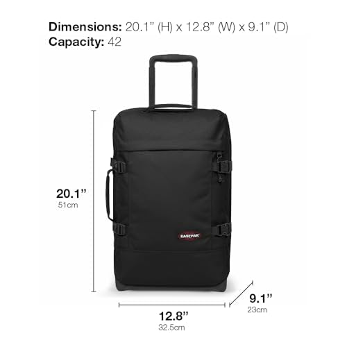 Eastpak Tranverz S – 42L Large Wheeled Luggage with Dual Compartments, TSA Lock, Compression Straps & Smooth-Wheeling System, Sunday Grey - color: Sunday Grey, size: 42 Liter Carry On