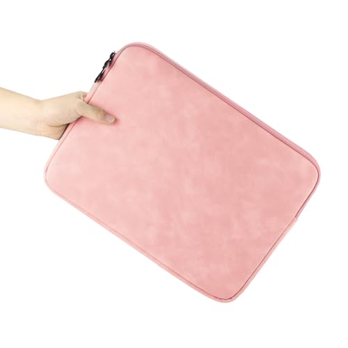 Megoo 15" Laptop Sleeve Case Soft PU Leather Carry Case(Pink) | Fit for Microsoft Surface Laptop 8/7/6/5/4 15.6", and Most 15"-16" Samsung/HP/Dell/Lenovo Notebook Chromebook Computers - color: Pink, size: 15~16inches