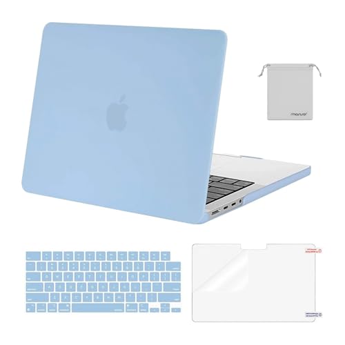 MOSISO Compatible with MacBook Pro 14 inch Case M5 2026 M4 2025 M3 M2 M1 2024-2021 A3427 A3426 A3434 A3112 A3185 A3401 A2918 A2992 A2779 A2442,Hard Case&Keyboard Skin&ScreenFilm&Pouch, Airy Blue - color: Airy Blue