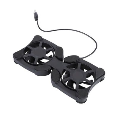 VILLCASE Portable Foldable Laptop Cooler Fan Pad with Dual USB Fans, Adjustable Black Cooling Stand for Notebooks, Silent Cooling for Gaming and Office Use