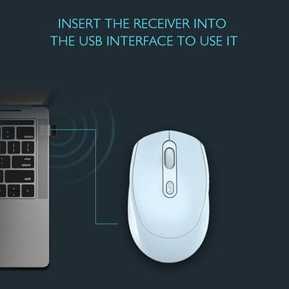 ONE-UP Wireless Mouse, 2.4G, Silent, USB Nano Receiver for Laptop, Chromebook, PC, Mac, Windows and School Work (Blue) - color: Blue