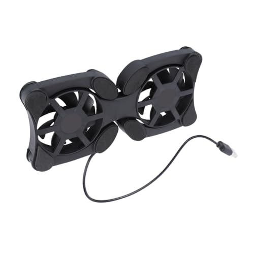 Portable Laptop Cooling Pad with Dual USB Fans, Foldable Black Notebook Cooler Stand for Office and Travel, Lightweight Computer Cooler Fan Pad for Gaming and Work